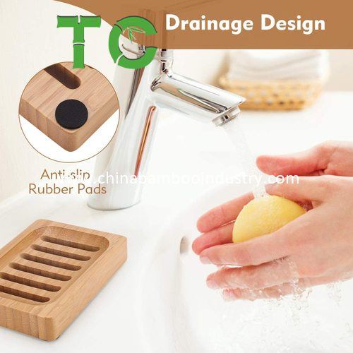 Wholesale Bamboo Soap Dish 2 Pack Bamboo Soap Dish Holder, Bar Soap Storage Box