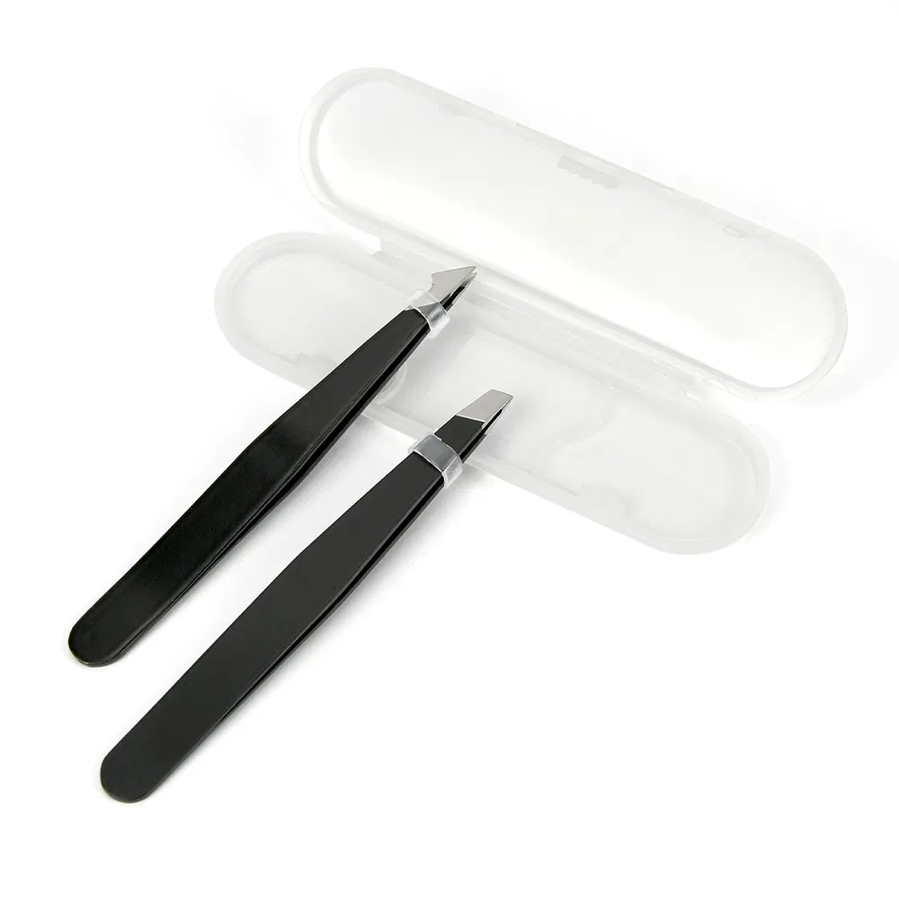 Guangdong Beauty Eye Lashes Stainless Steel Eyebrow Tweezer Slanted False Eyelash Brow Tweezers