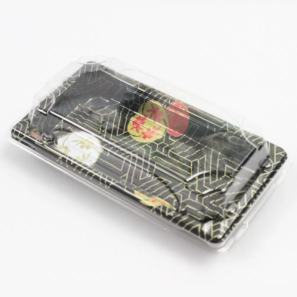 Disposable Plastic Container Custom Logo Food Sushi Packaging Box PS/Pet Sushi Box with Lid