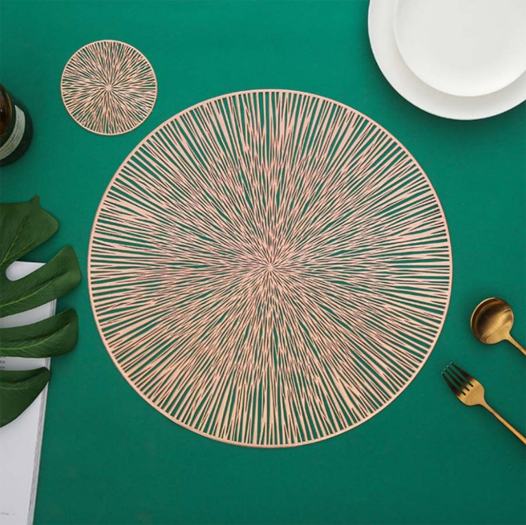 PVC Vinyl Round Placemat Hollow Table Mat for Dinner