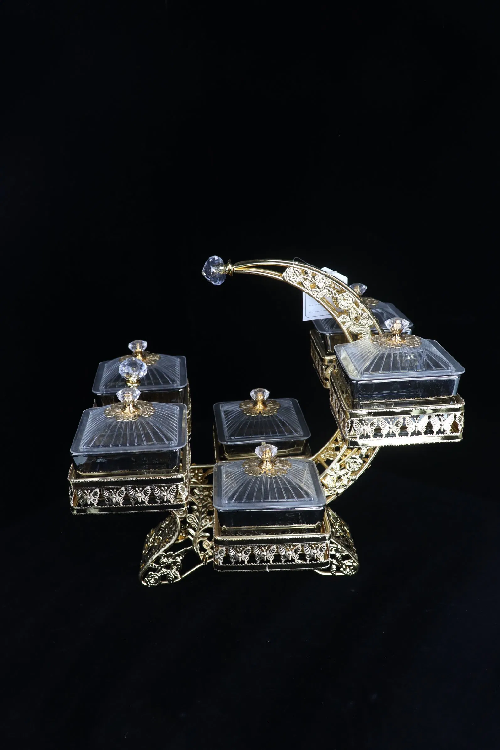 Elegant Glass Jar and Gold-Plated Iron Candy Bowl Decor Set