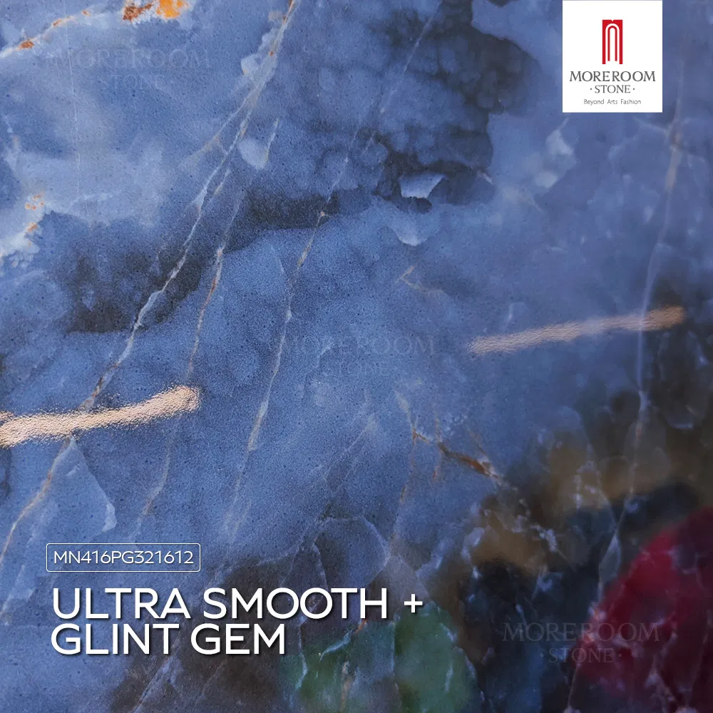 1600X3200mm Smooth Artificial Blue Gemstone Stone Slabs Sintered Blue Marble for Luxury Countertops
