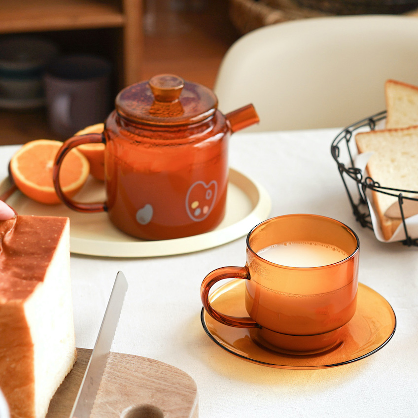 Colorful Glass Heat Resistant Thickened Loose Leaf Flower Borosilicate Glass Teapot