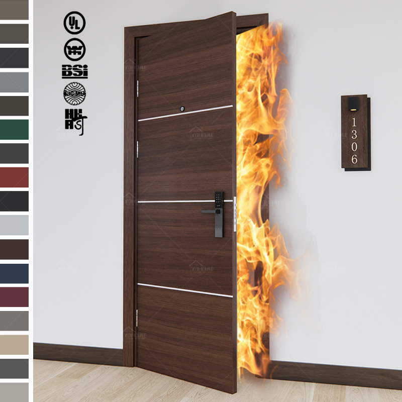 China Top Manufacturer Custom Internal Fire Doors Resort Hotel Room Doors HDF Soundproof Fireproof Fire Rated Fire Wood Doors