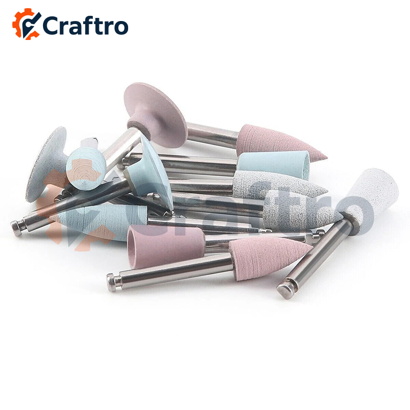 Silicone Rubber Polishing Bit Compatible with Dental Micromotor for Nail Art and Fine Polishing