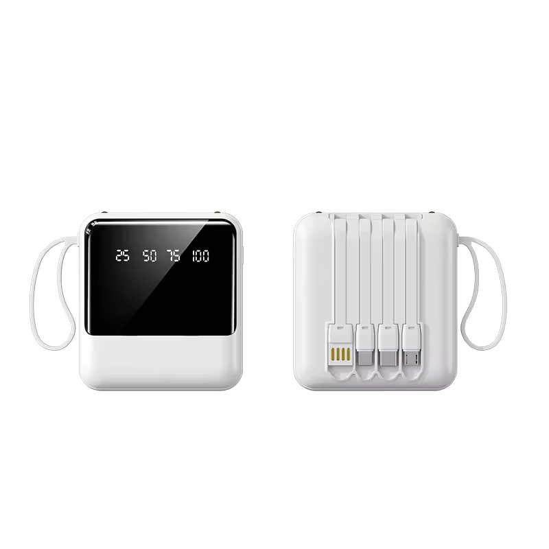 Портативный Power Bank 10000mAh с логотипом и встроенным кабелем
