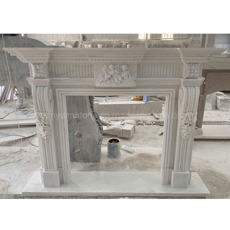 Europe Simple Style Hand Carving Marble Stone Mantel Fireplace