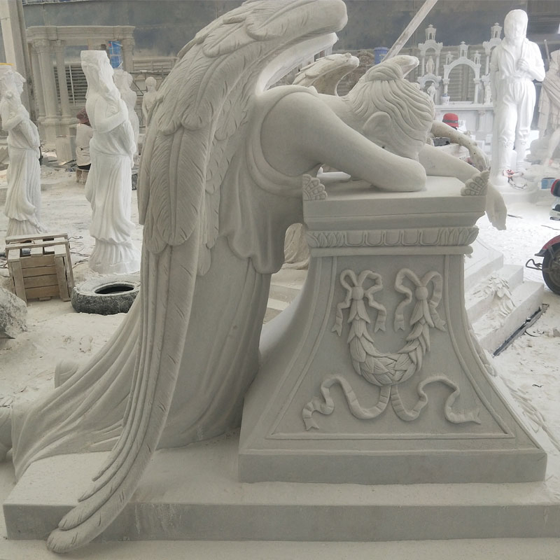 Graveyard Memorial Gravestone Stone Monument Marble Stone Praying Angel Sculpture Tombstone