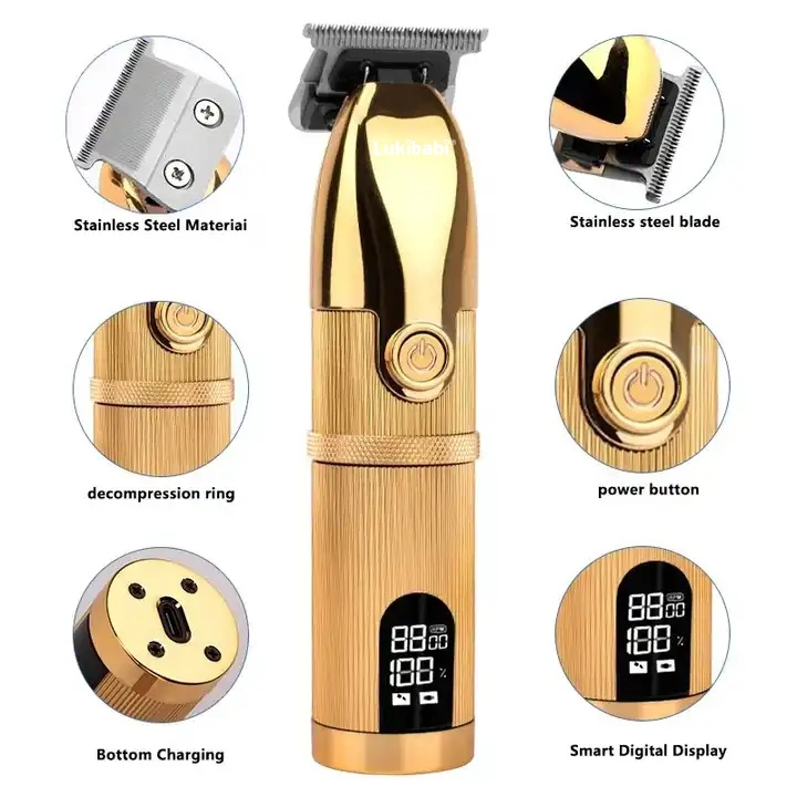 Hair Clipper Customize Professional USB Rechargeable Ceramic Barber Electric Hair Trimmers & Clippers Set