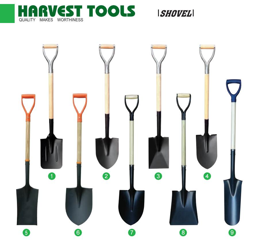 Agricultural Tool Carbon Steel Round Shovel with Wood Handle