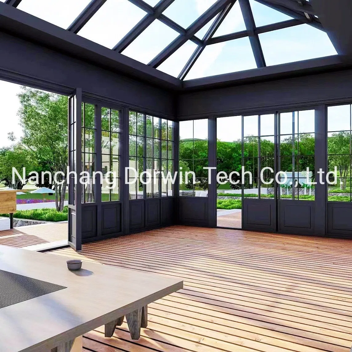 Asia Style Backyard Aluminum Structure Cafe Shop Tea Restaurant Sunroom Glass House