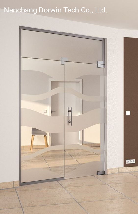 Modern Simplicity Design Frameless Office Tempered Glass Swing Door