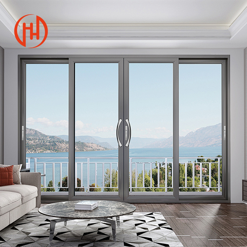 Thermal Break Slider Balcony House Aluminium Double Glass Sliding Doors