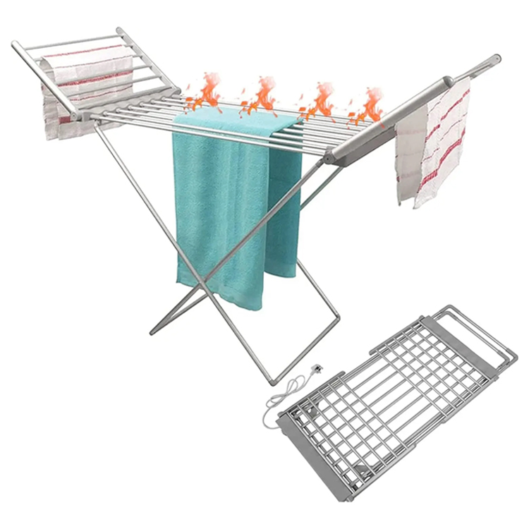 Sanipro Electric Clothes Dryer Folding Floor Standing Drying Rack X Shaped Temperature Heating Dehumidification Aluminum Hanger