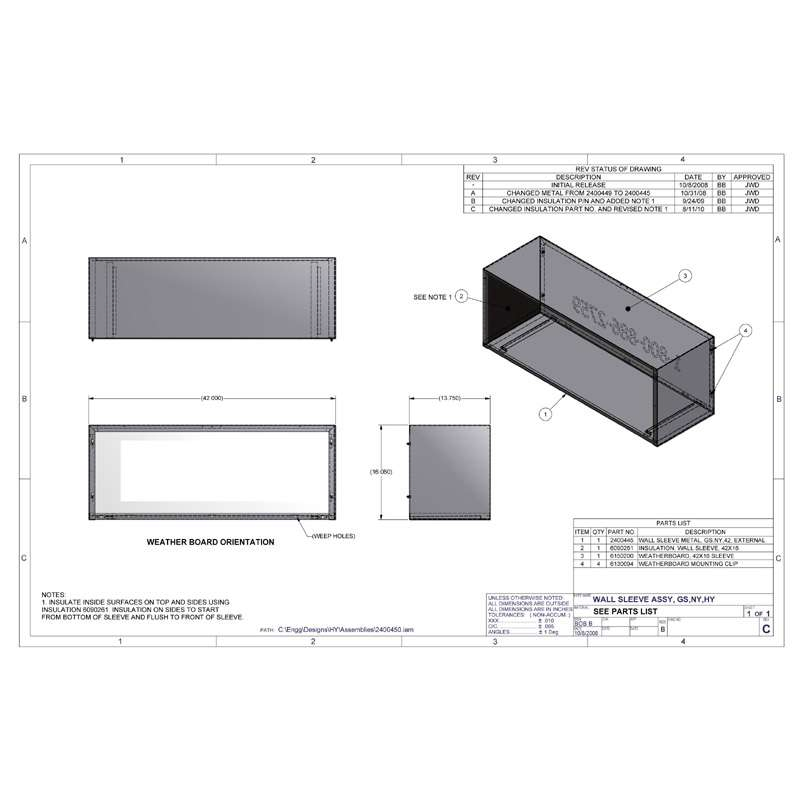 American Standard Wall Sleeve for Ptac or Window Type