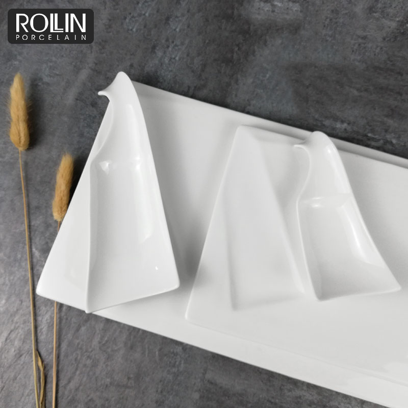 Japan Style Divided Plate Rectangular Plate Sushi Plate Flat Plate