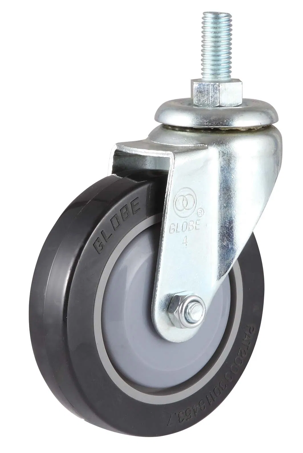 3"4" 5" PU Flat Caster Bolt Hole Trolley Wheel Dual Brake