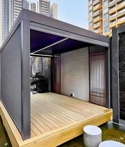 Elegant Outdoor Aluminum Alloy Pergola with Electric Louvers