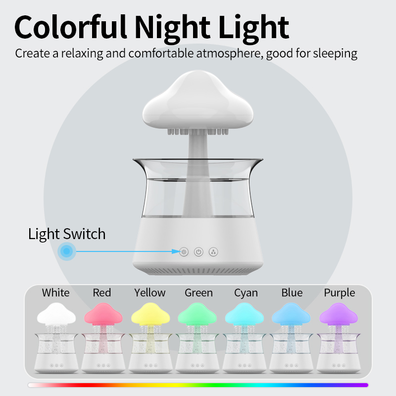 High Quality Mushroom Air Humidifier for Room Rain Cloud with Night Light Scent Diffuser