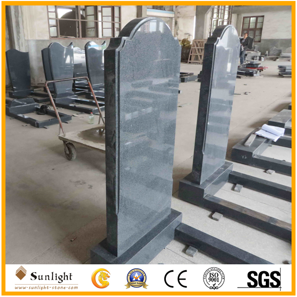 European Natural Stone Grey G654 Granite Unique Headstone Designs with Flower Bed