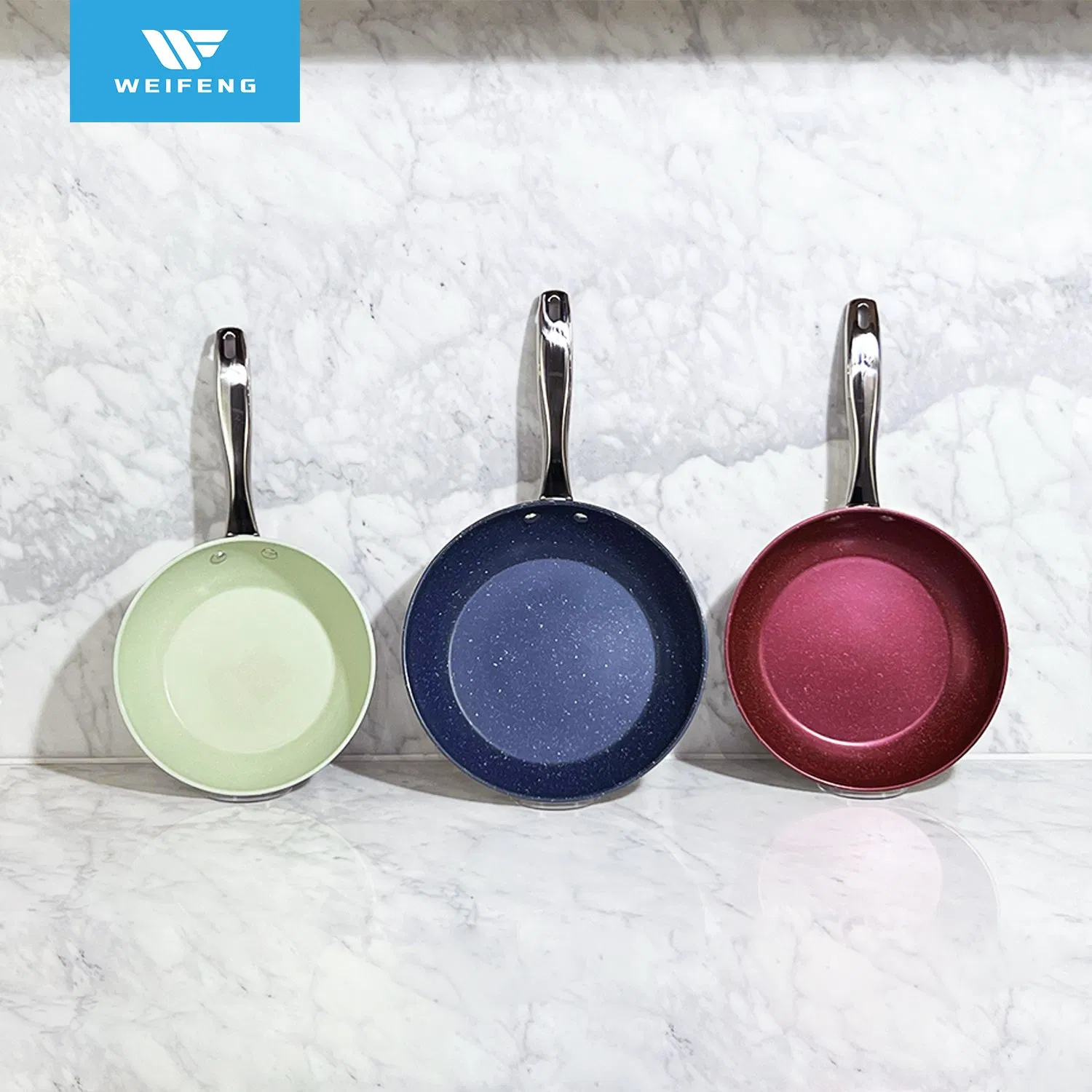 S/S Hollow Handle Colored Non-Stick Coating Fry Pan, Stainless Steel Non-Stick Cookware