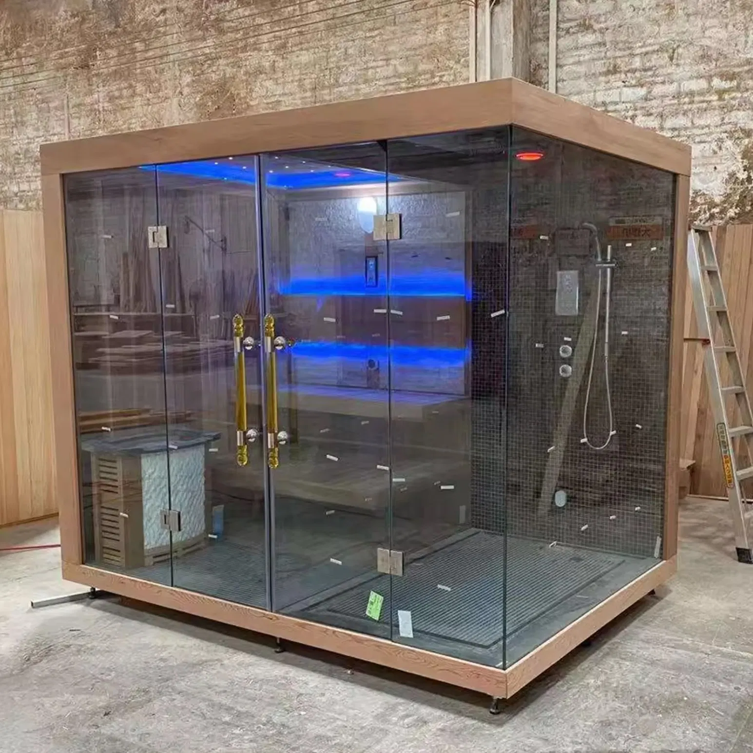 Luxury Custom Sauna Room Outdoor Shower Combination Custom Sauna Room Shower Combination High-End Custom Sauna Room