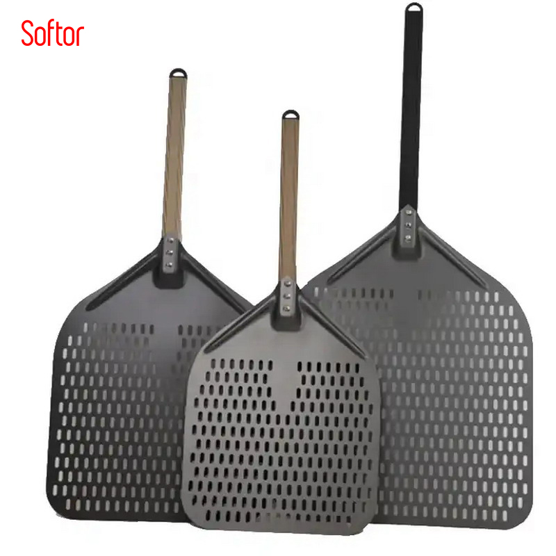 Foldable Aluminum Perforated Pizza Turning Peel with Customizable Handle