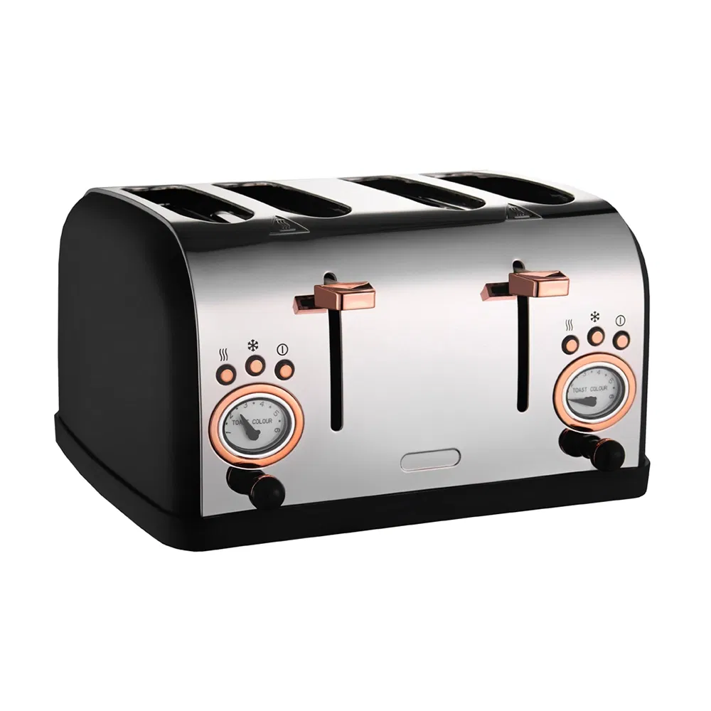 New Design Hot Sell Sandwich Electric Stainless Steel Smart Bread Toaster Retro Wide Slot 4 Slice Toaster