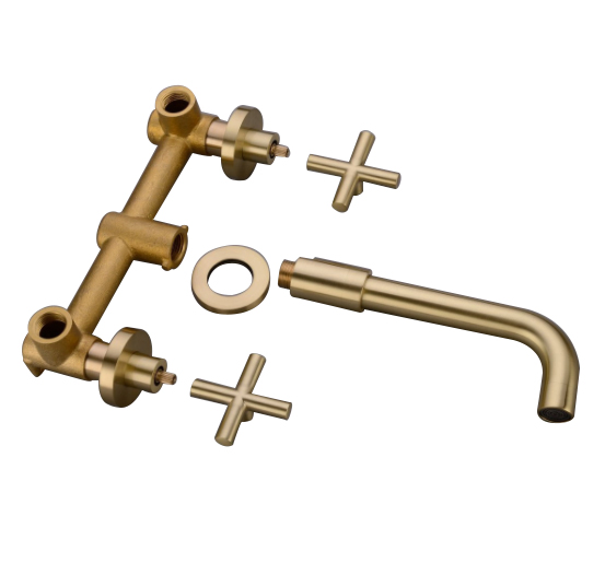 Golden Finish Double Handle Bathroom Waterfall Sink Faucet Modern Design Bathroom Faucet