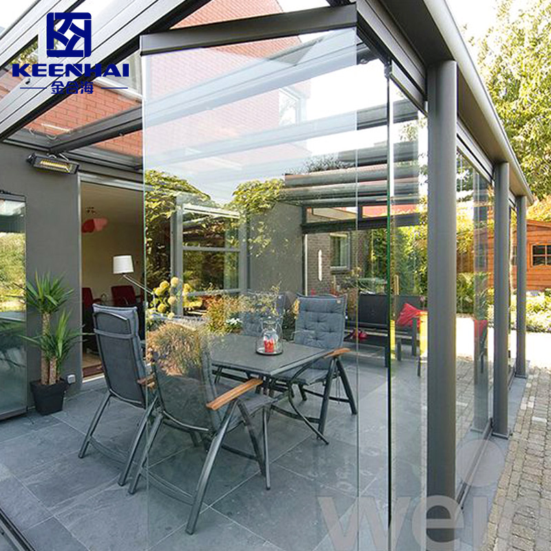 Back Yard Outdoor Commercial Aluminum Glass Sun Room Lean to Wall Triangle Skylight Gable Roof Sunroom