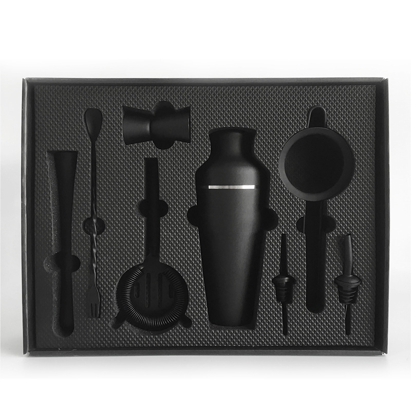 Professional Bartender Kit Black Matte Stainless Steel Cocktail Shaker Bar Set