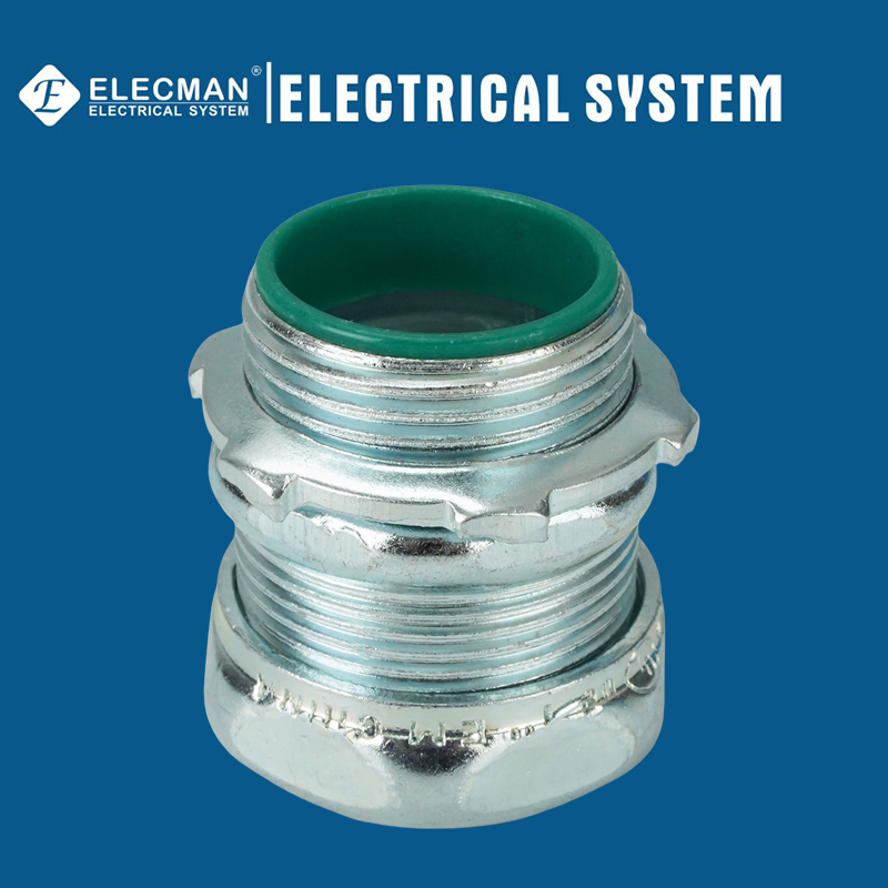UL Listed Rigid Electrical Metallic Tube Compression Type Insulated Steel EMT Connector