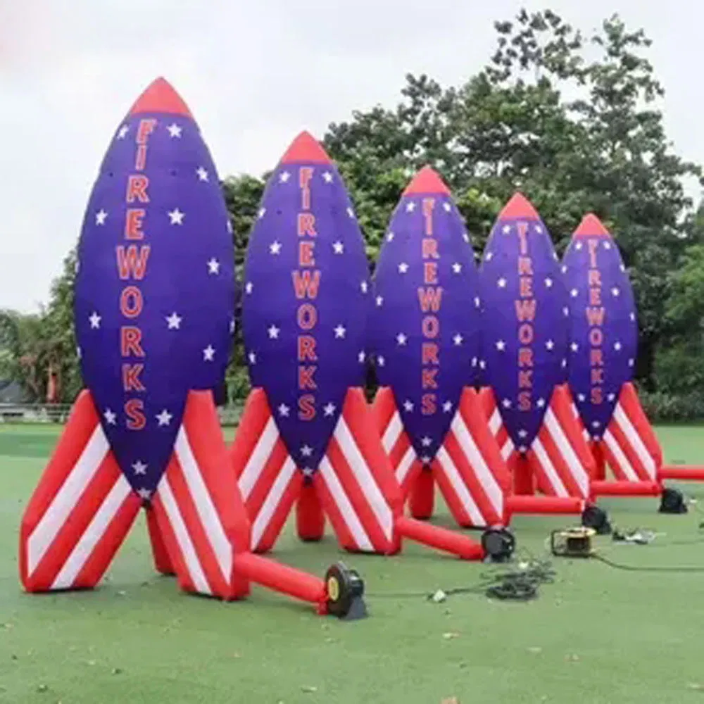 Giant Custom Inflatable Rocket Balloon for Outdoor Advertising Events with Fireworks Design