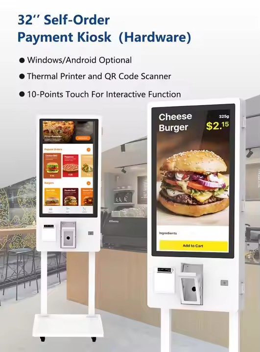 21.5'' Cash Register Kiosk All in One Touch Screen POS Self-Order Kiosk