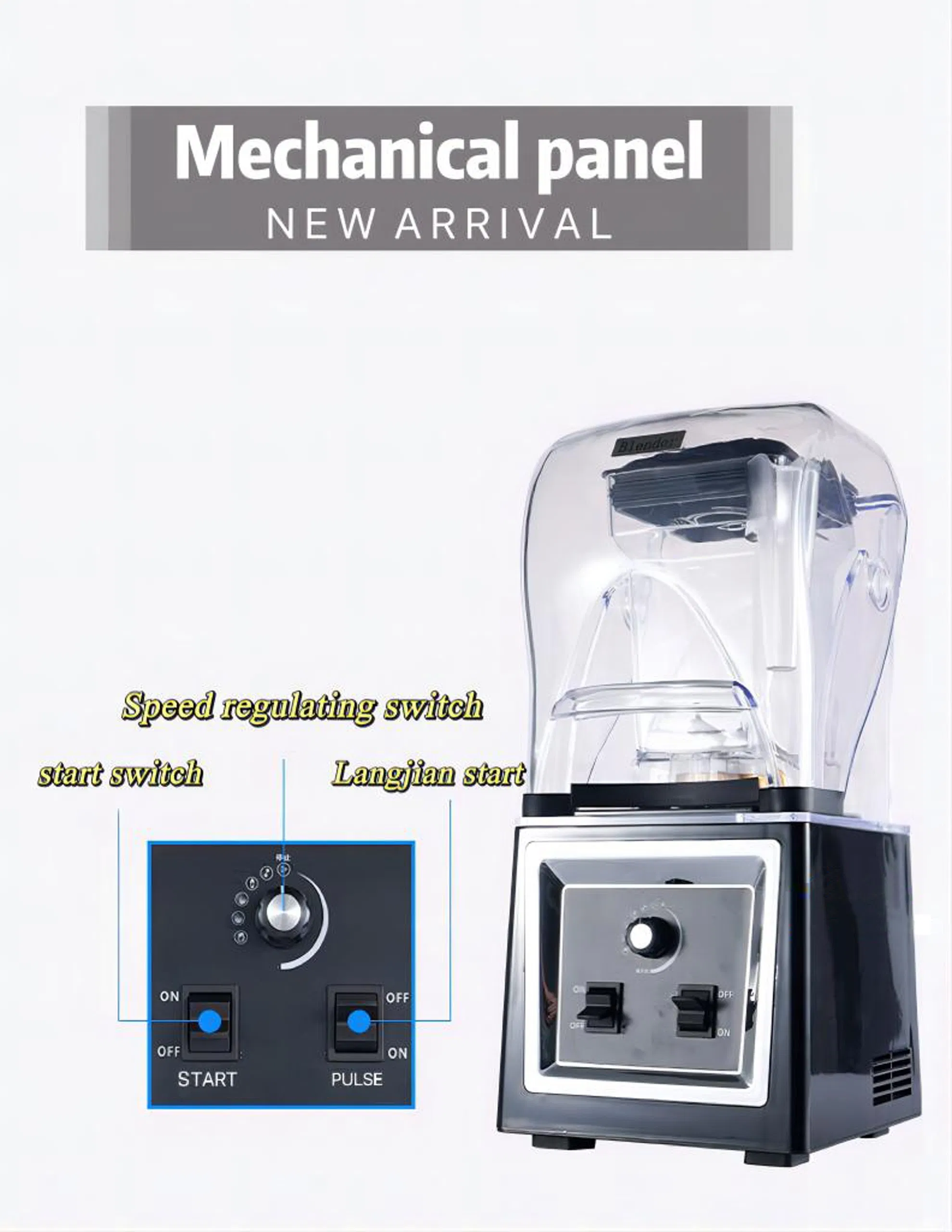 2L Soundproof Blender 1500W Vegetable Fruit Mixer Ice Crusher Meat Grinder Food Blender
