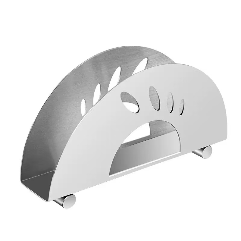 Commercial Kitchenware Thickened Stainless Steel Restaurant Half-Circle Napkin Rack Hotel Napkin Holder with Feet