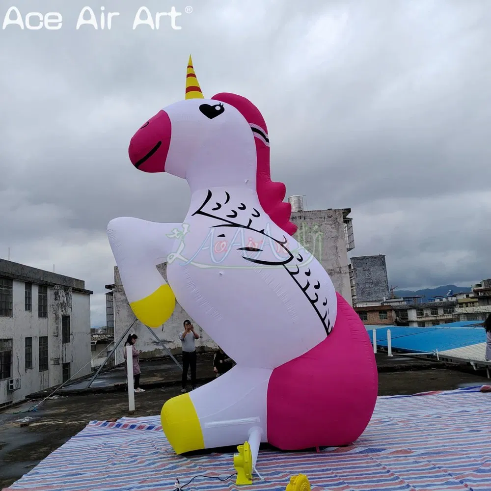 5m H Inflatable Unicorn Cartoon Model Party Decorative Unicorn Animal Balloon with Logo for Stage or Event Decor