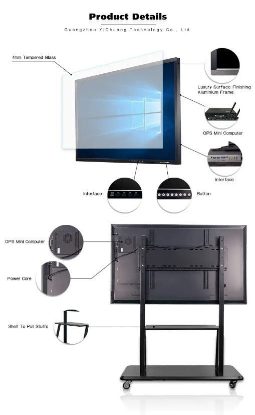 Wholesale Hot 55inch 65inch 75inch 86inch 98inch 4K Touch Screen Smart Board Interactive Flat Panel Interactive Whiteboard