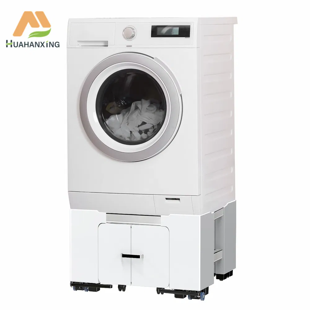 Compact Washing Machine Base with Storage Drawer for Washer and Dryer Pair