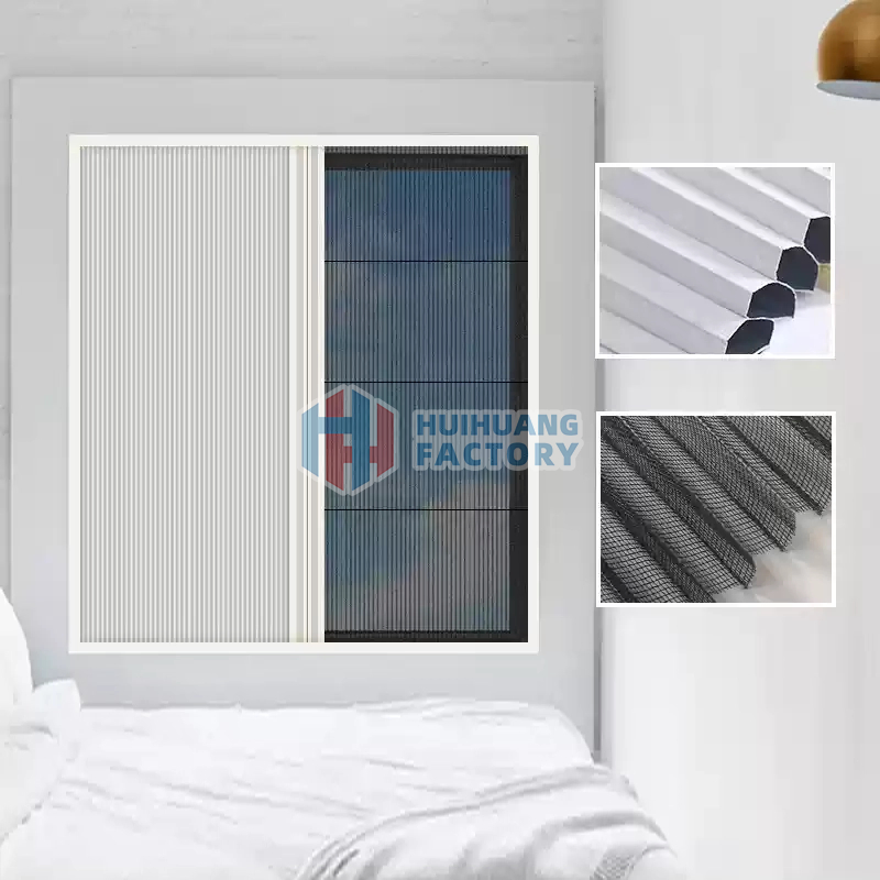Sunshade and Mosquito Net Screen Window/Door with Pleated Mesh Blackout Honeycomb