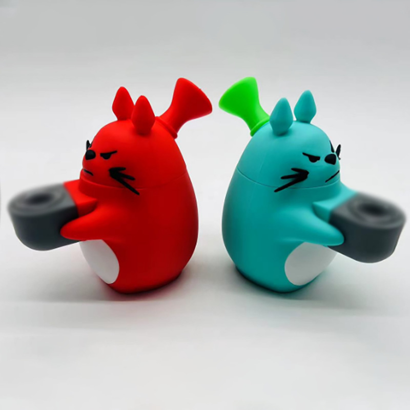 4.65inch Cute Cartoon Cat Silicone Water Pipe with 14mm Glass Bowl Smoking Hookah Accessories