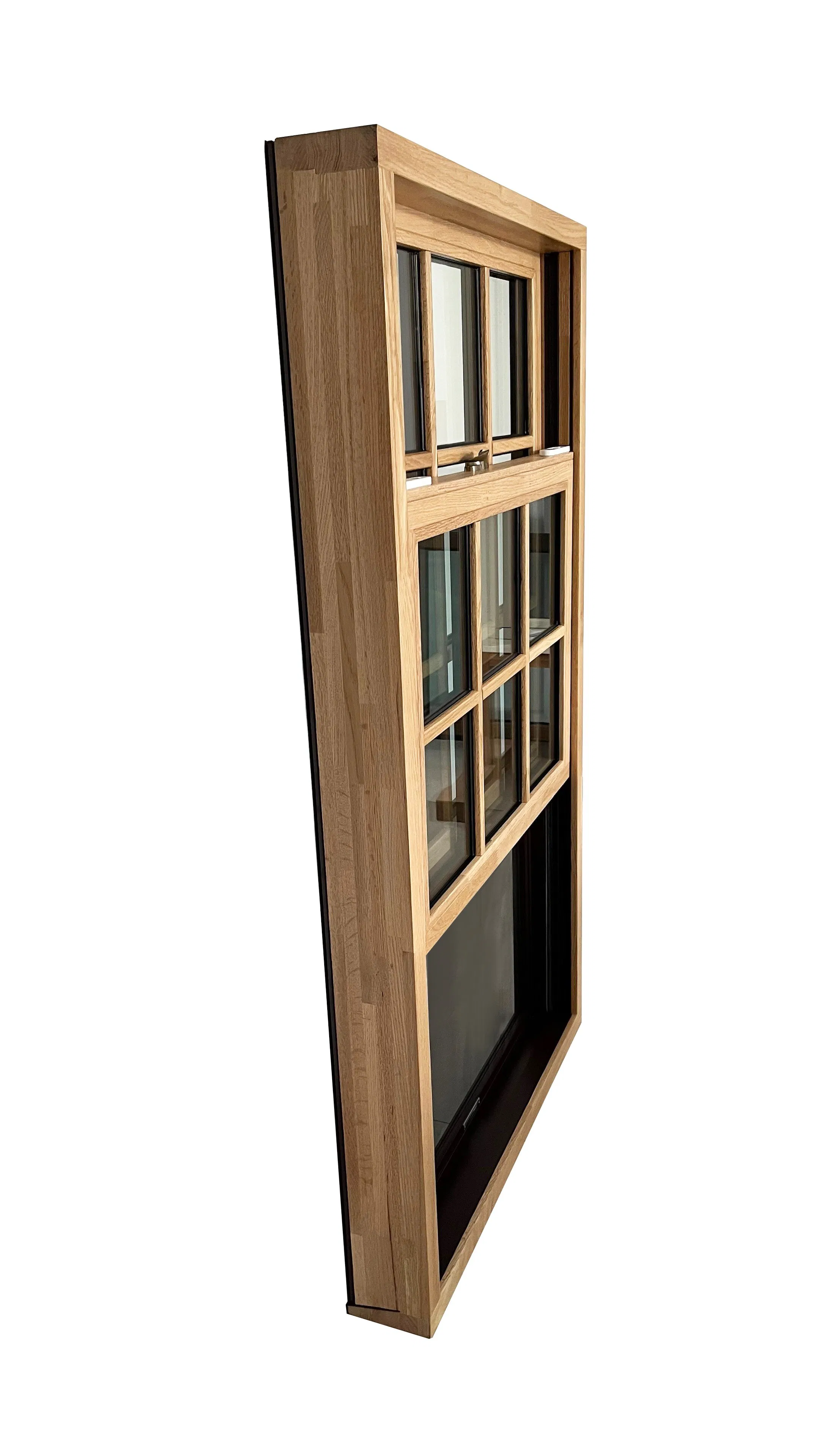 Pnejoy Double Glazed Hung Windows for Houses Grid Design Alu-Wood Single Hung Windows