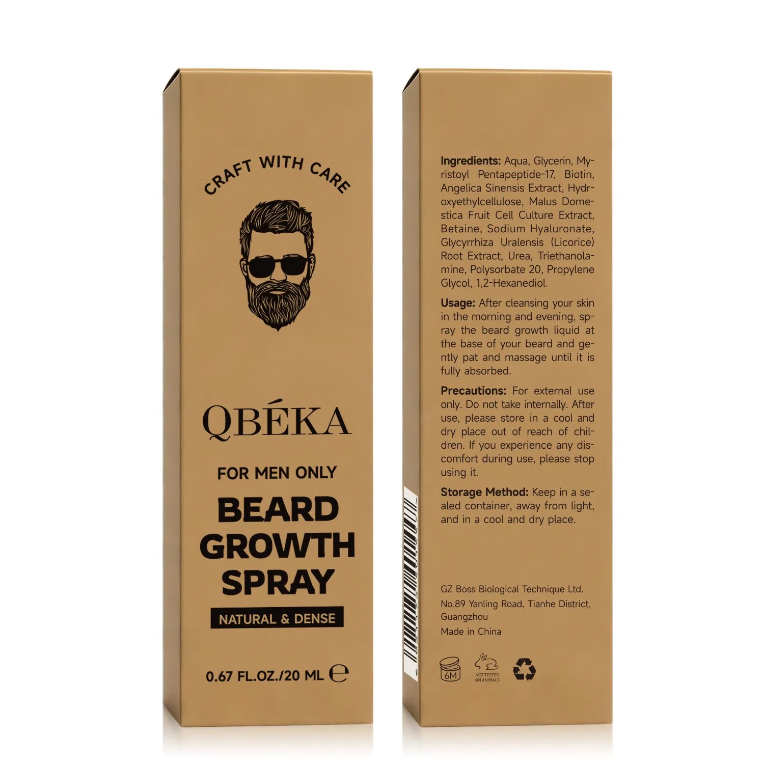 Qbeka Beard Growth Spray for Men - Facial Hair Densifying Serum - Mustache & Beard Thickening Treatment