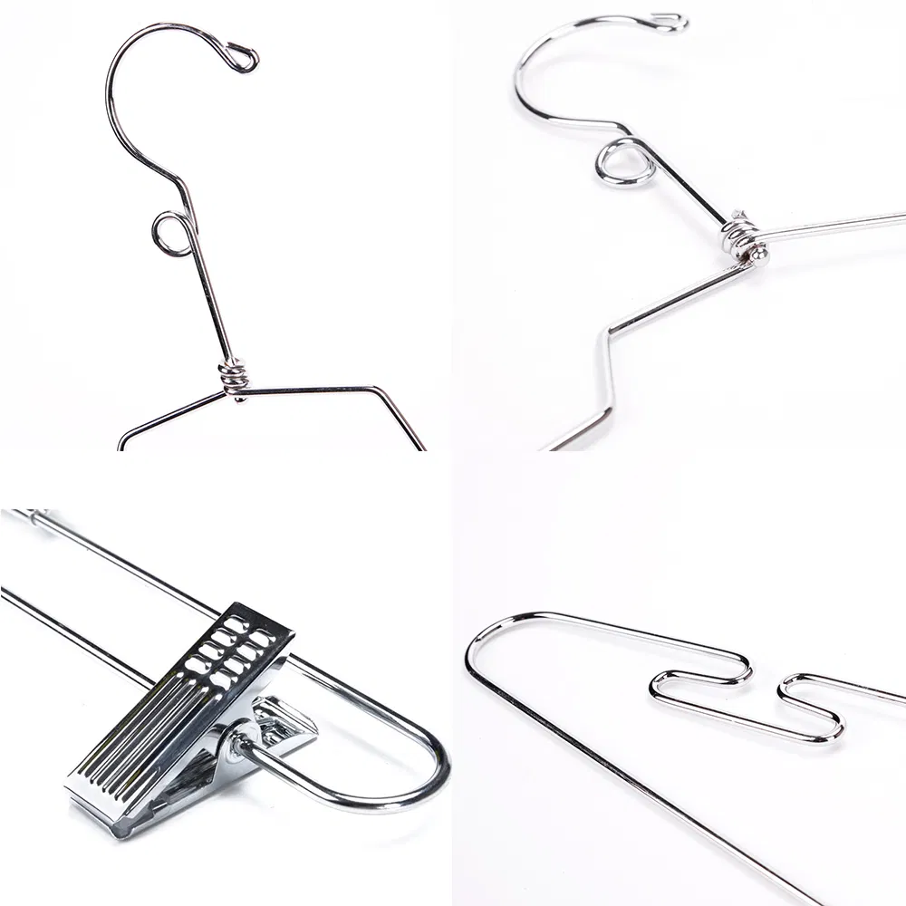 High-Quality Metal Wire Clothes Hangers with Clips of Chrome Finish in Silver/Golden/Rose Gold Color for Shirt/Coat/Suit and Other Garment Display