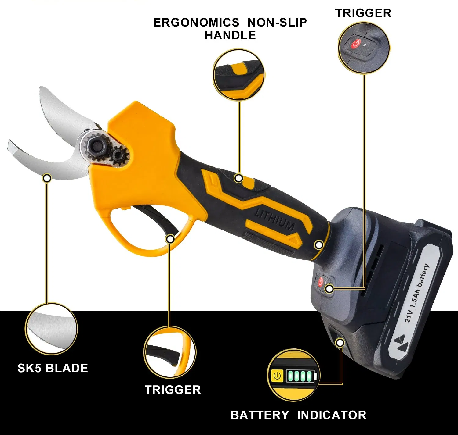 Brushless Cordless Electric Hand Pruner Tree Trimmer Branch Cutter Pruning Shears Gardening