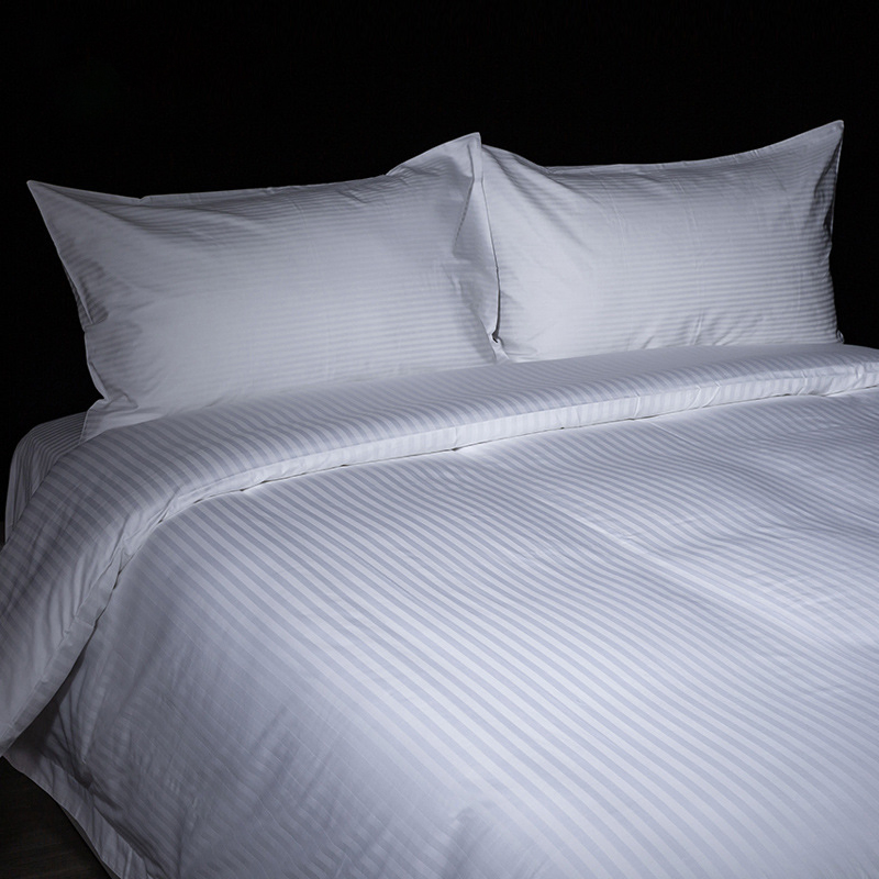 Low Price 250tc/300tc Jacquard Stripes 100% Cotton Hotel Bedding Set