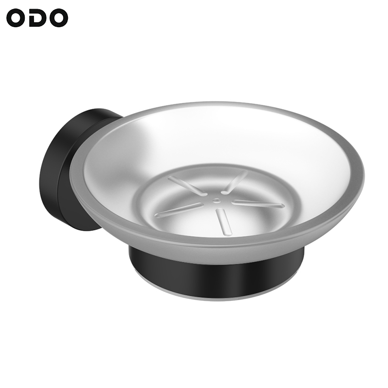 Мыльница настенная матовая черная со стальной подставкой