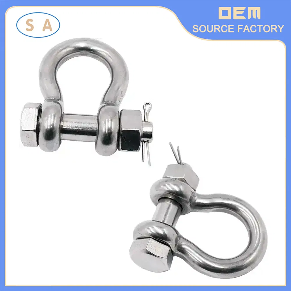 Heavy Duty Shape Anchor Shackle D-Type Stainless Steel 304/316/Carbon Steel Metal Forging Shackle Bow Lifting Shackle for Rigging