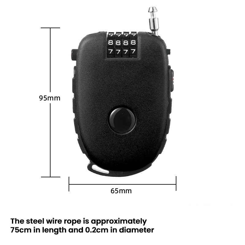 75cm Bicycle Surfboard Suitcase Stroller Bike Combo Helmet Retractable Combination Cable Lock