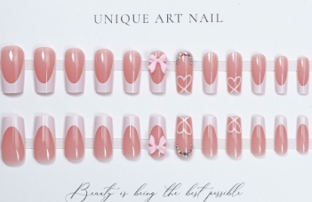 24PCS Square Fake Nails Press on Nails Removable and Daily Wear